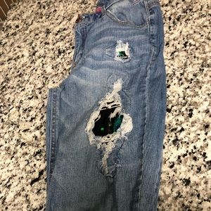 Almost Famous Size 9 Mid Rise Sequened Jeans